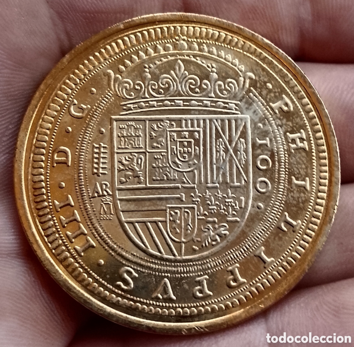 Reproducciones billetes y monedas: Felipe IV 100 escudos Segovia Reproducci&oacute;n oficial FNMT con ba&ntilde;o de oro
