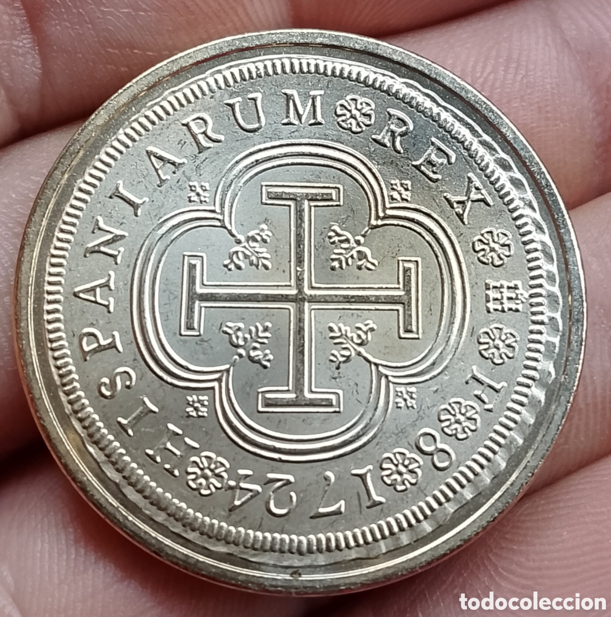Reproducciones billetes y monedas: Luis I 8 Escudos Segovia Reproducci&oacute;n oficial FNMT con ba&ntilde;o de oro