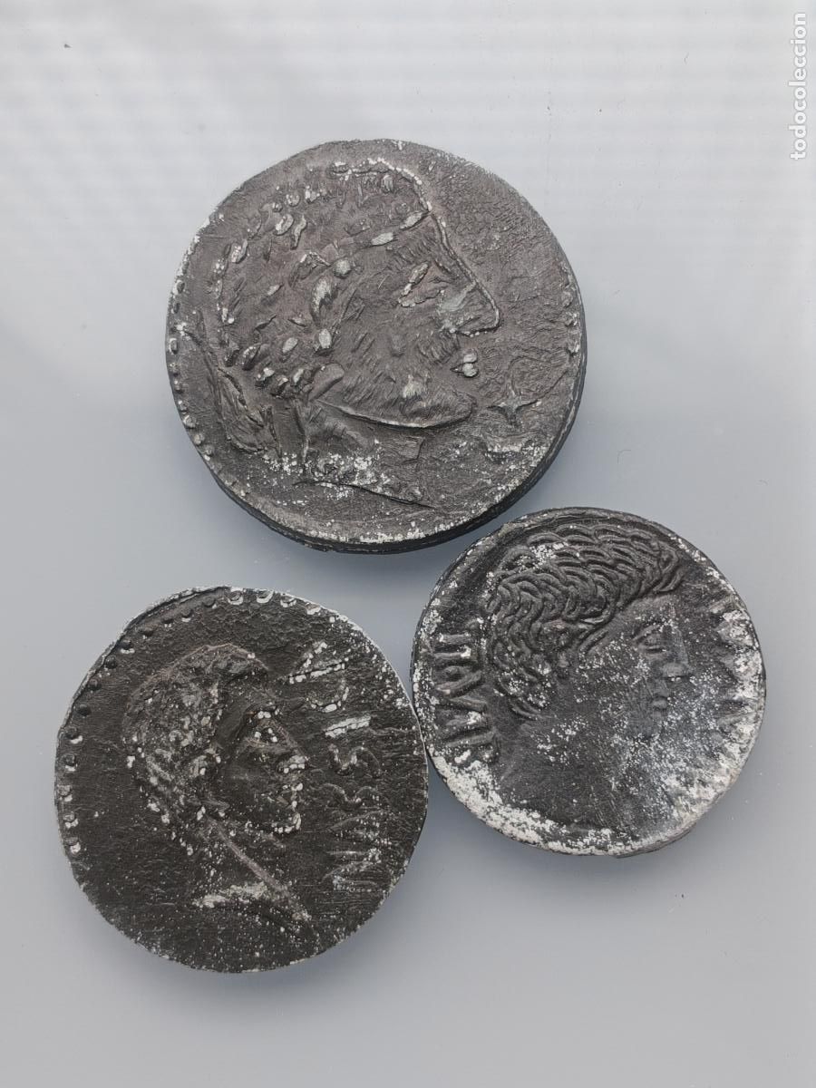 Reproducciones billetes y monedas: Calahorra. Ceca Calagurris. Lote de 3 reproducciones de monedas hispano-romanas tipo as