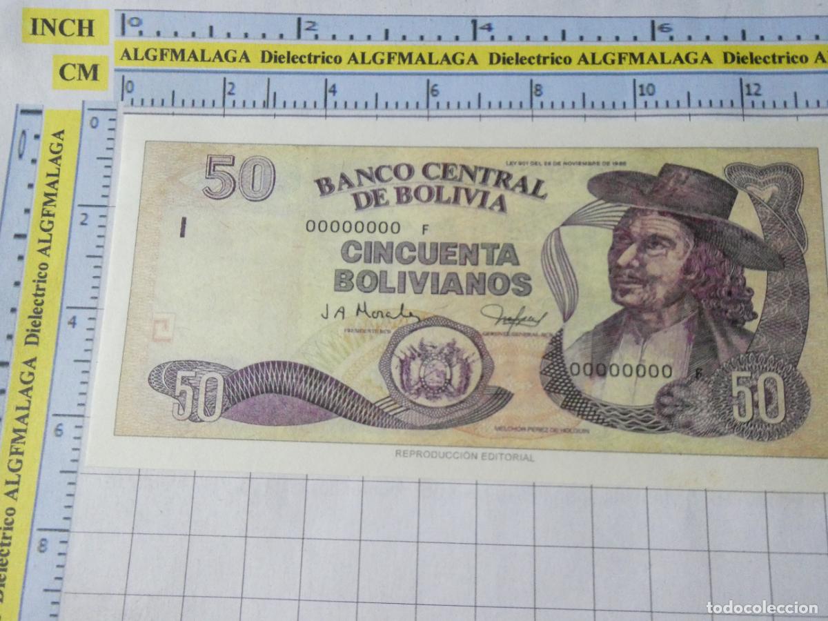 Reproducciones billetes y monedas: BILLETE FACS&Iacute;MIL. COLECCI&Oacute;N TODOS LOS BILLETES DEL MUNDO. 50 BOLIVIANOS DE BOLIVIA 1987. 58