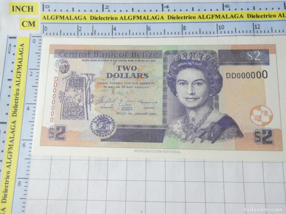 Reproducciones billetes y monedas: BILLETE FACS&Iacute;MIL. COLECCI&Oacute;N TODOS LOS BILLETES DEL MUNDO. 2 D&Oacute;LARES DE BELICE 2005. 59