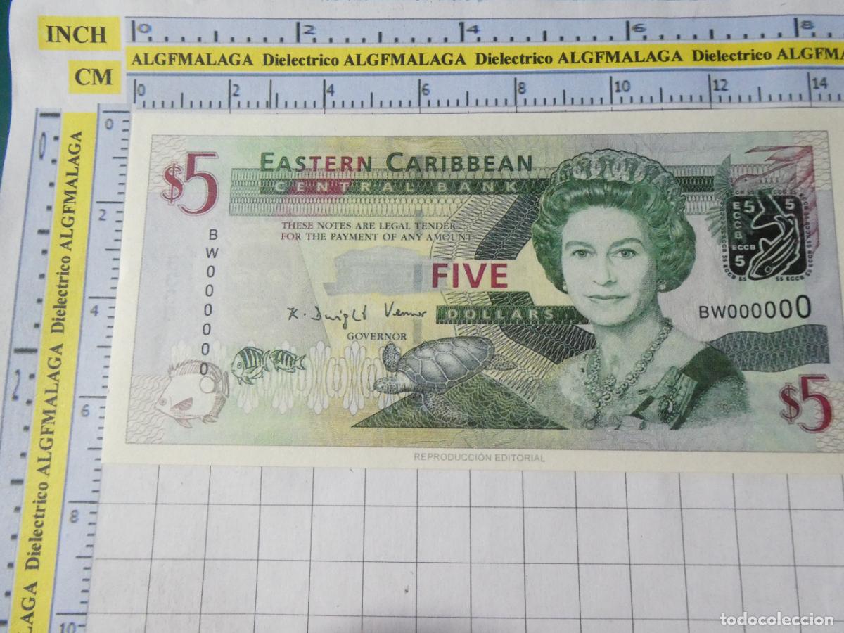 Reproducciones billetes y monedas: BILLETE FACS&Iacute;MIL. COLECCI&Oacute;N TODOS LOS BILLETES DEL MUNDO. 5 D&Oacute;LARES ANTIGUA Y BARBUDA 2008. 63