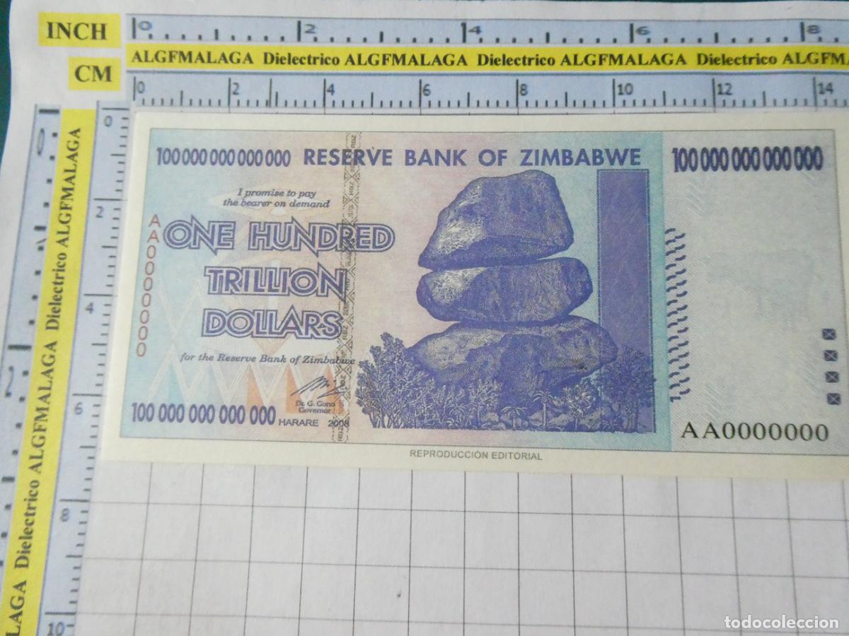 Reproducciones billetes y monedas: BILLETE FACS&Iacute;MIL. COLECCI&Oacute;N TODOS LOS BILLETES DEL MUNDO. 1 TRILL&Oacute;N DE D&Oacute;LARES DE ZIMBABWE. 64