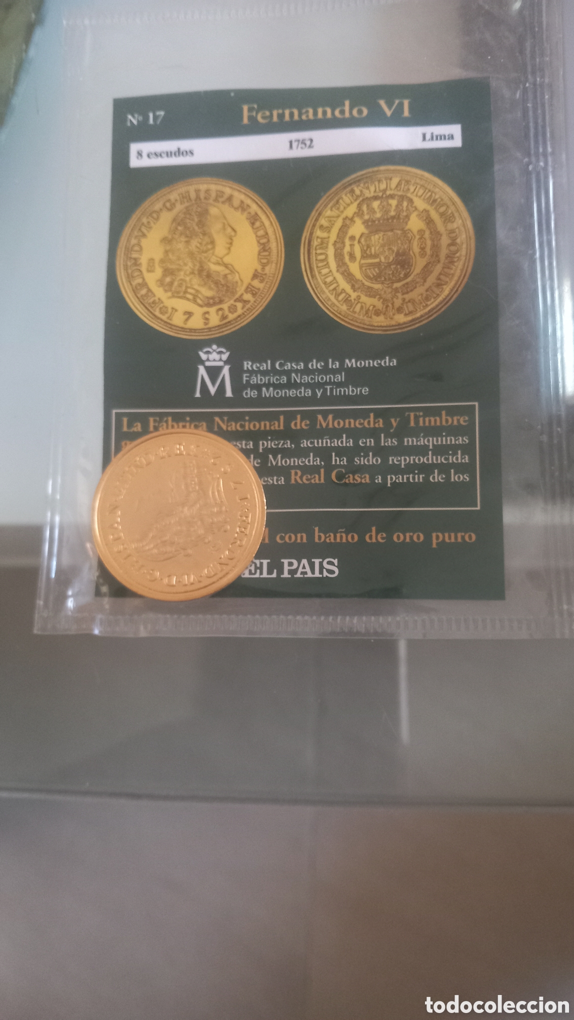 Reproducciones billetes y monedas: Del Real a la Peseta 8 Escudos Fernando VI