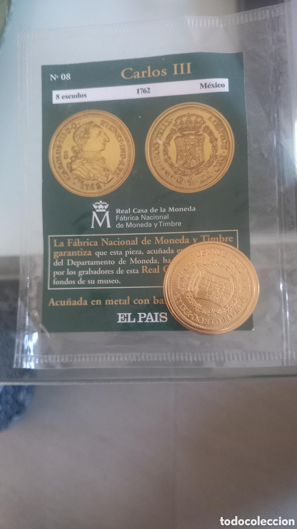 Reproducciones billetes y monedas: Del real a la peseta 8 escudos Carlos III