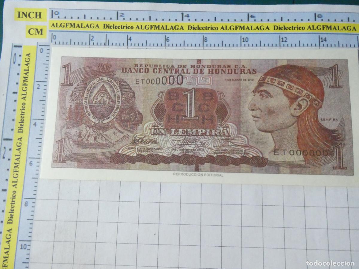 Reproducciones billetes y monedas: BILLETE FACS&Iacute;MIL. COLECCI&Oacute;N TODOS LOS BILLETES DEL MUNDO. 1 LEMPIRA HONDURAS 2012. 68
