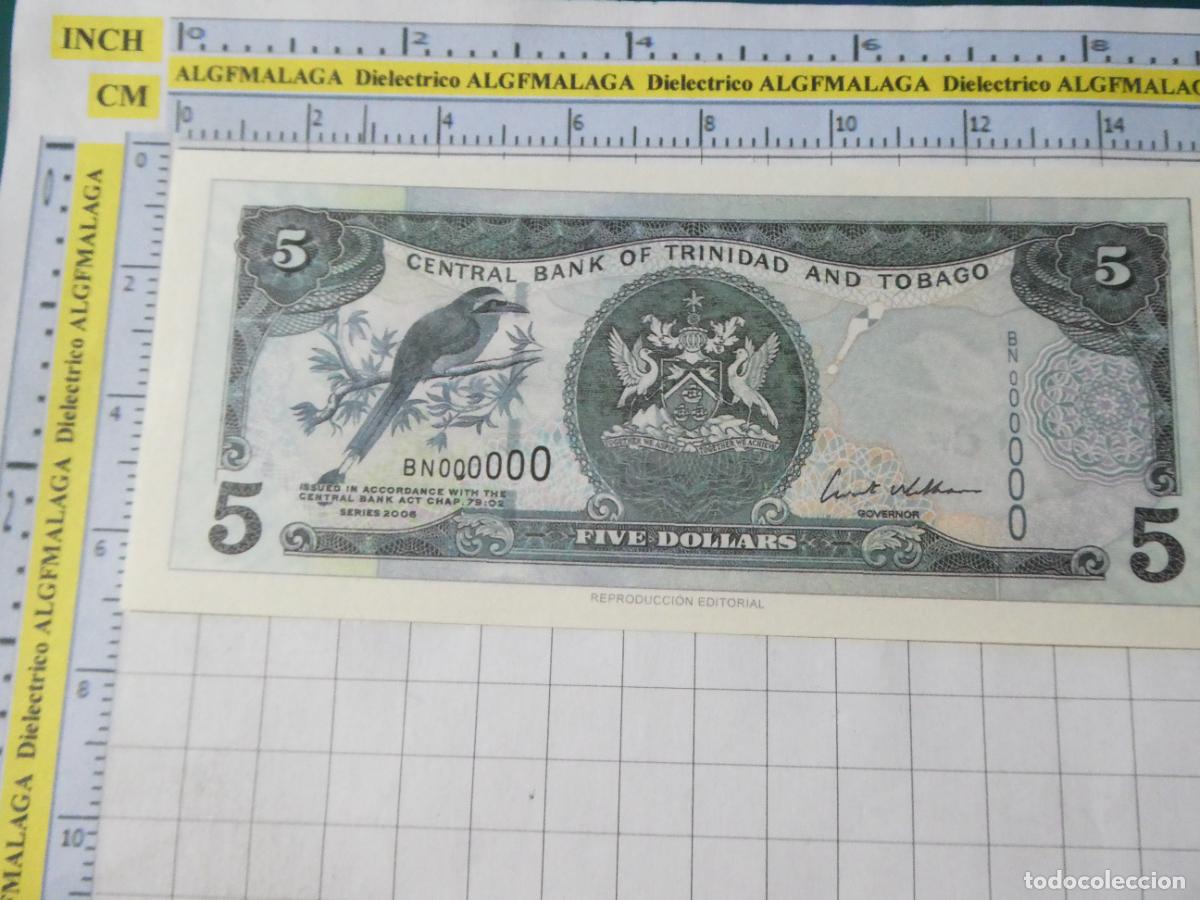 Reproducciones billetes y monedas: BILLETE FACS&Iacute;MIL. COLECCI&Oacute;N TODOS LOS BILLETES DEL MUNDO. 5 D&Oacute;LARES TRINIDAD Y TOBAGO 2006. 78