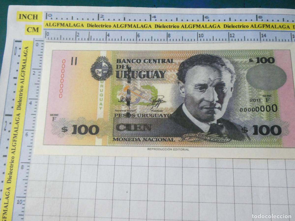 Reproducciones billetes y monedas: BILLETE FACS&Iacute;MIL. COLECCI&Oacute;N TODOS LOS BILLETES DEL MUNDO. 100 PESOS URUGUAY 2011. 79