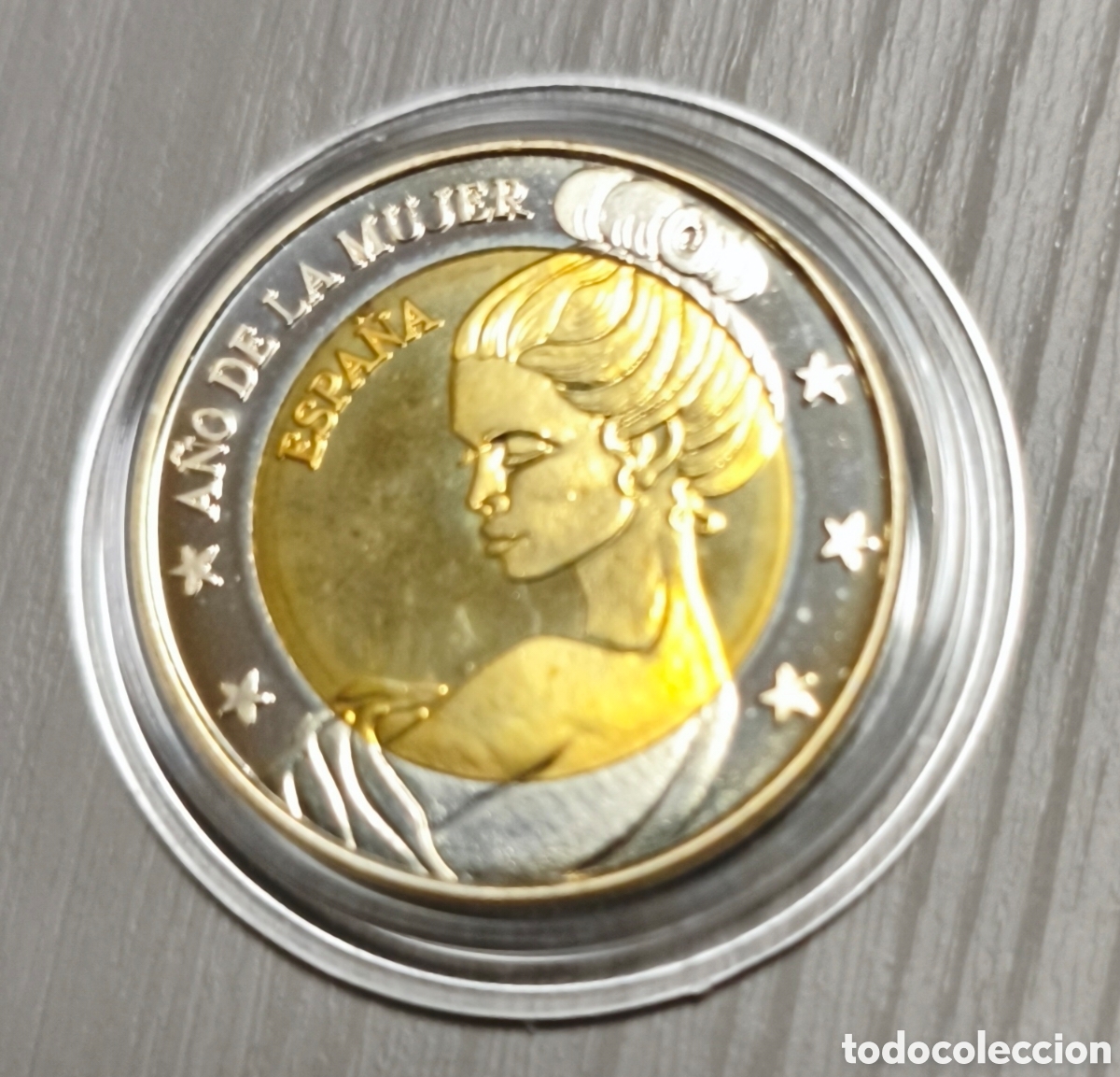 Reproducciones billetes y monedas: MONEDA MUY RARA DE 2 EUROS ESPA&Ntilde;A 2014 A&Ntilde;O DE LA MUJER, DE PRUEBA