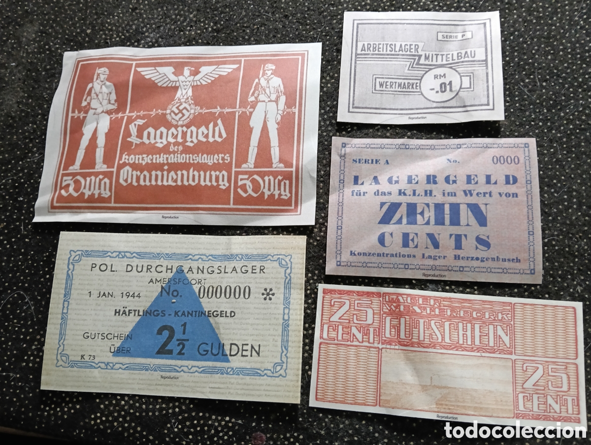 Reproducciones billetes y monedas: 5 Reproducci&oacute;nes de billetes relacionados con la Segunda Guerra Mundial y su historia