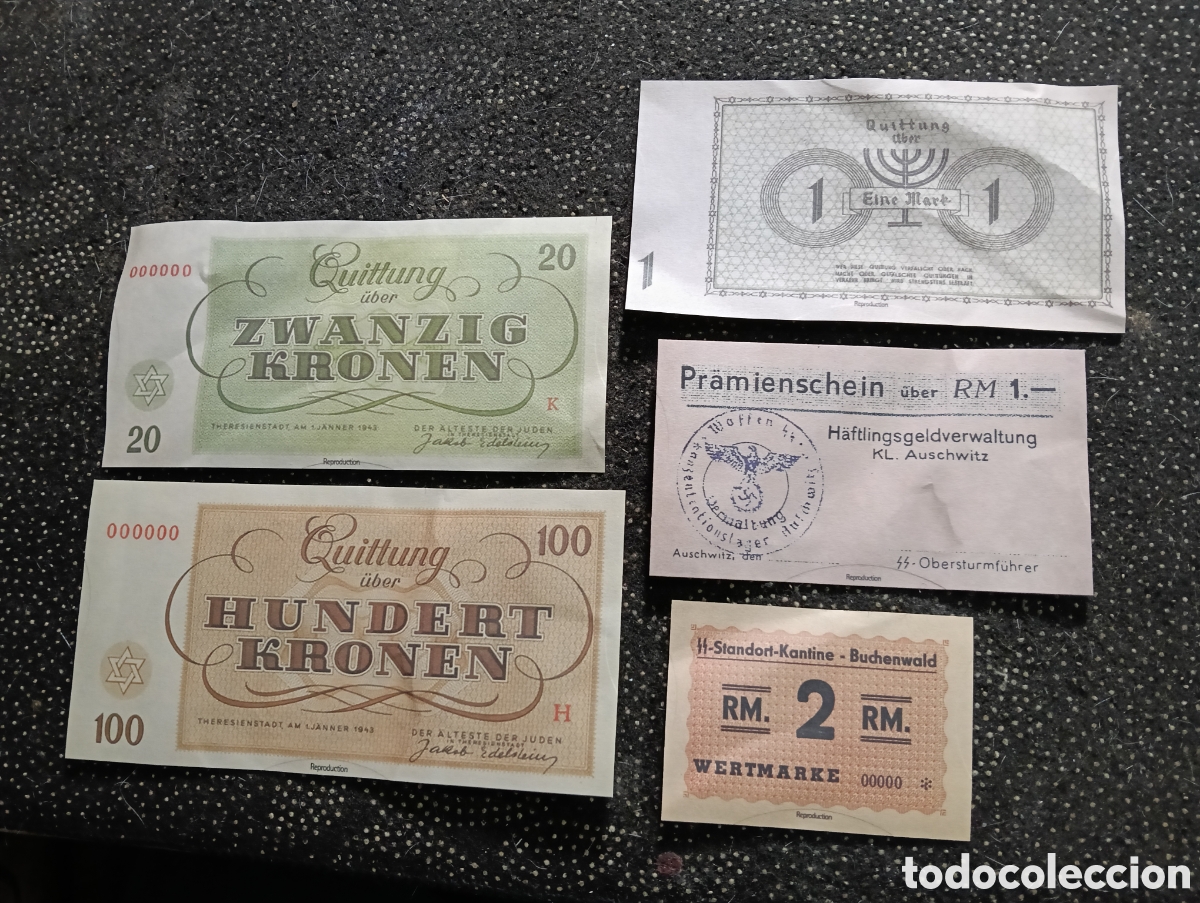 Reproducciones billetes y monedas: 5 Reproducci&oacute;nes de billetes relacionados con la Segunda Guerra Mundial y su historia