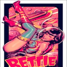 Collectionnisme d'affiches	: BETTIE PAGE - ROCKIN' JELLY BEAN EROSTIK ANTHOLOGY SPACE PAGE SILK SCREE !! CARTEL 30X40 !!. Lote 53549558