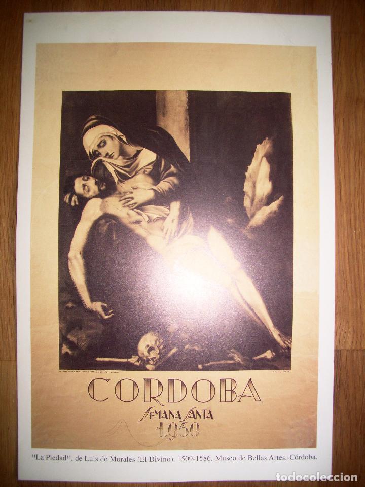Coleccionismo de carteles: L&Aacute;MINA, CARTEL, REPRODUCCI&Oacute;N. LA SEMANA SANTA DE C&Oacute;RDOBA. 1950. La Piedad / Luis de Morales