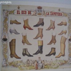 Colecionismo de cartazes	: CARTEL PUBLICIDAD ZAPATOS. EL ECO DE LA ZAPATERIA. 1878 (REPRODUCCIÓN FACSÍMIL). 22X17 CM. Lote 131558430