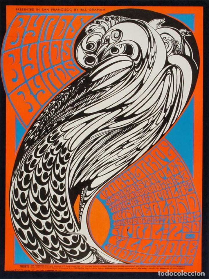 Coleccionismo de carteles: BYRDS, MOBY GRAPE - concert fillmore 4-2- 1967 / CARTEL CONCIERTO 30X40