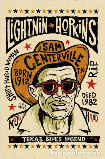 Collezionismo di affissi: lightnin hopkins - texas blues legend - !! cartel concierto 30x40 !!