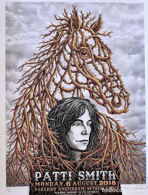Collezionismo di affissi: patty smith - paradiso concert, amsterdam 9 august 2018 - CARTEL CONCIERTO 30X40