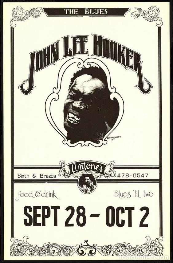 Collezionismo di affissi: john lee hooker - concert 1976 Austin !! cartel concierto 30x40 !!