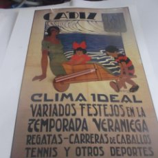 Coleccionismo de carteles: (CÁDIZ). FIESTAS DEL VERANO AÑO 1929 -AUTOR = ROMERO ESCACENA. Lote 352512564