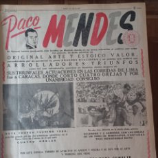 Coleccionismo de carteles: TORERO PACO MENDES .PLAZA TOROS DE PEÑAFIEL MUERTE MACHAQUITO II .HOJA 57 X 43 CM. AÑO 1957. Lote 362770315