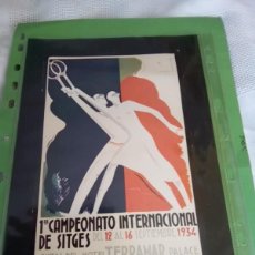 Coleccionismo de carteles: SITGES REPRODUCCION ANTIGUA DE CARTEL CAMPEONATO INTERNACIONAL DE SITGES 1934 ”MUY BONITO.