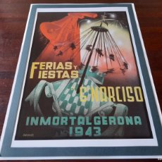 Coleccionismo de carteles: LITOGRAFÍA CARTEL SANT NARCIS GIRONA 1943 “FERIAS Y FIESTAS DE SAN NARCISO” POSGUERRA CIVIL