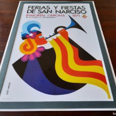 Coleccionismo de carteles: LITOGRAFÍA CARTEL 1971 SANT NARCIS GIRONA “FERIAS Y FIESTAS DE SAN NARCISO INMORTAL GERONA”