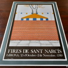 Coleccionismo de carteles: LITOGRAFÍA CARTEL 1980 FIRES DE SANT NARCIS GIRONA” PREENMARCADA CON PASPARTU 43X31