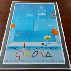 Coleccionismo de carteles: LITOGRAFÍA CARTEL 1986 FIRES DE SANT NARCIS GIRONA” PREENMARCADA CON PASPARTU 43X31