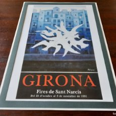 Coleccionismo de carteles: LITOGRAFÍA CARTEL 1991 FIRES DE SANT NARCIS GIRONA” PREENMARCADA CON PASPARTU 43X31
