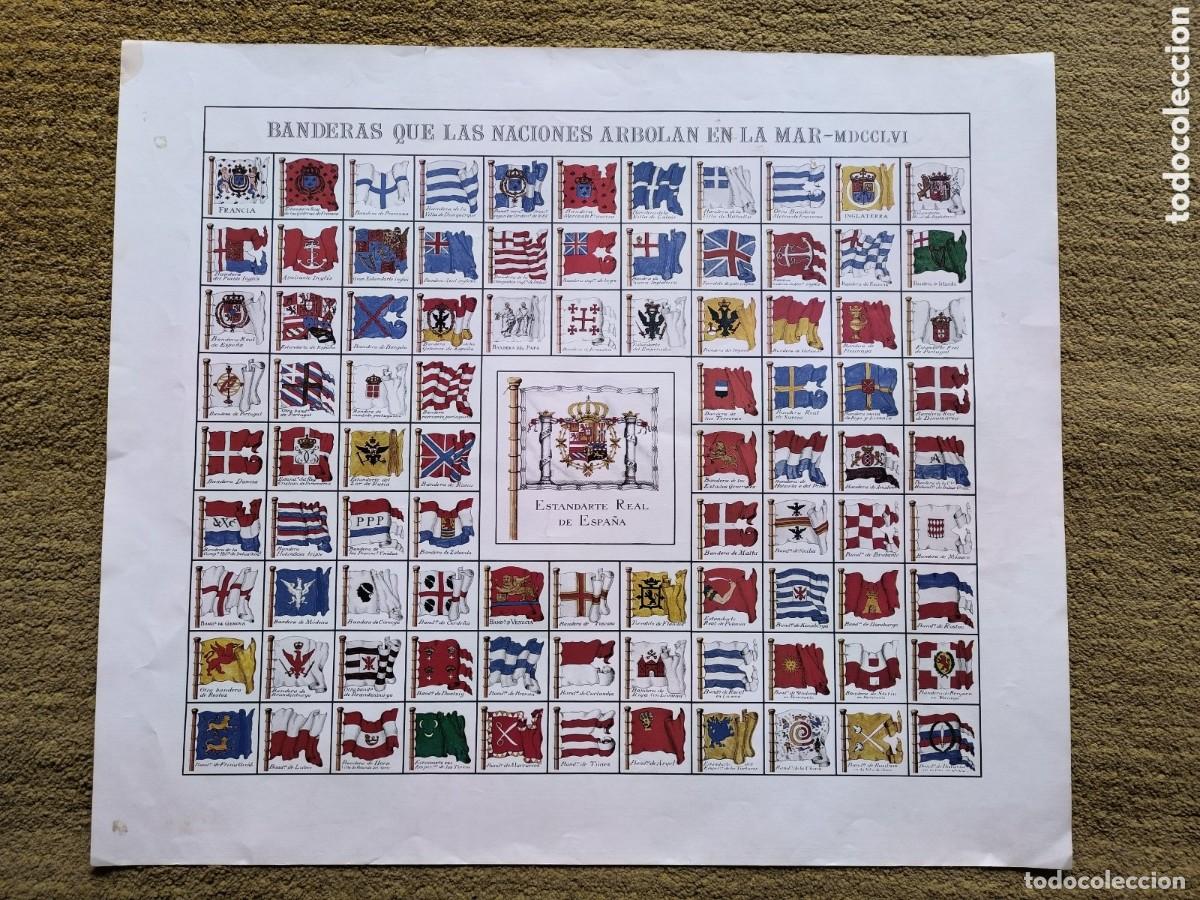 Poster collecting	: L&aacute;mina hist&oacute;rica &ldquo;Banderas que las naciones arbolan en la mar&rdquo; &middot; reproducci&oacute;n vintage