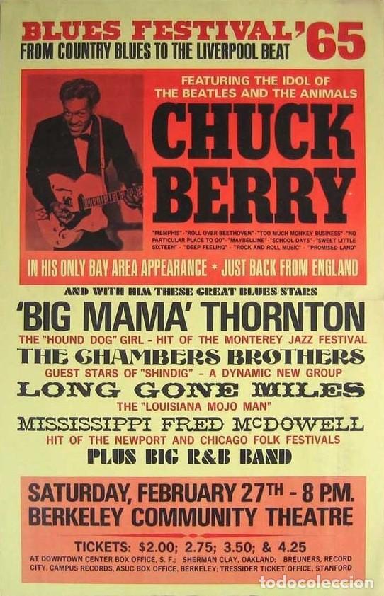 Colecionismo de cartazes	: Chuck Berry, Big Mama Thornton, 1965 Berkeley Blues Festival !! cartel concierto 30x40 !!