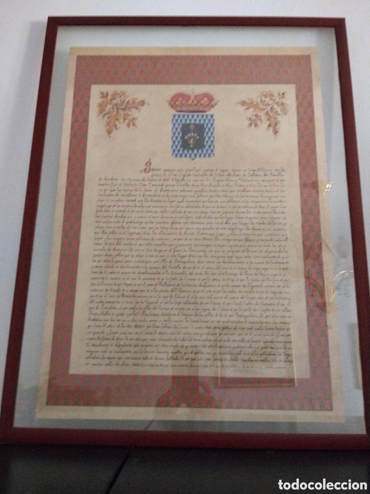 Coleccionismo de carteles: Reproducci&oacute;n de privilegio real medieval de Siero &ndash; escudo her&aacute;ldico &ndash; certificado 1997