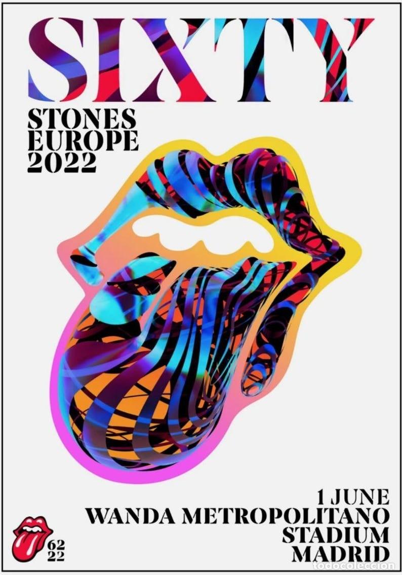 Poster collecting	: the rolling stones - Sixty en Madrid 1-6- 2022, Estadio Wanda Metropoli !! CARTEL CONCIERTO 30X40 !!