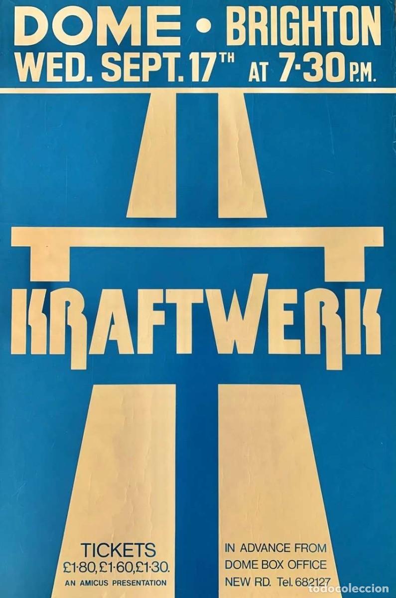 Coleccionismo de carteles: Kraftwerk &ndash; 1975 Brighton UK Autobahn Tour Concert !! cartel concierto 30x40 !!