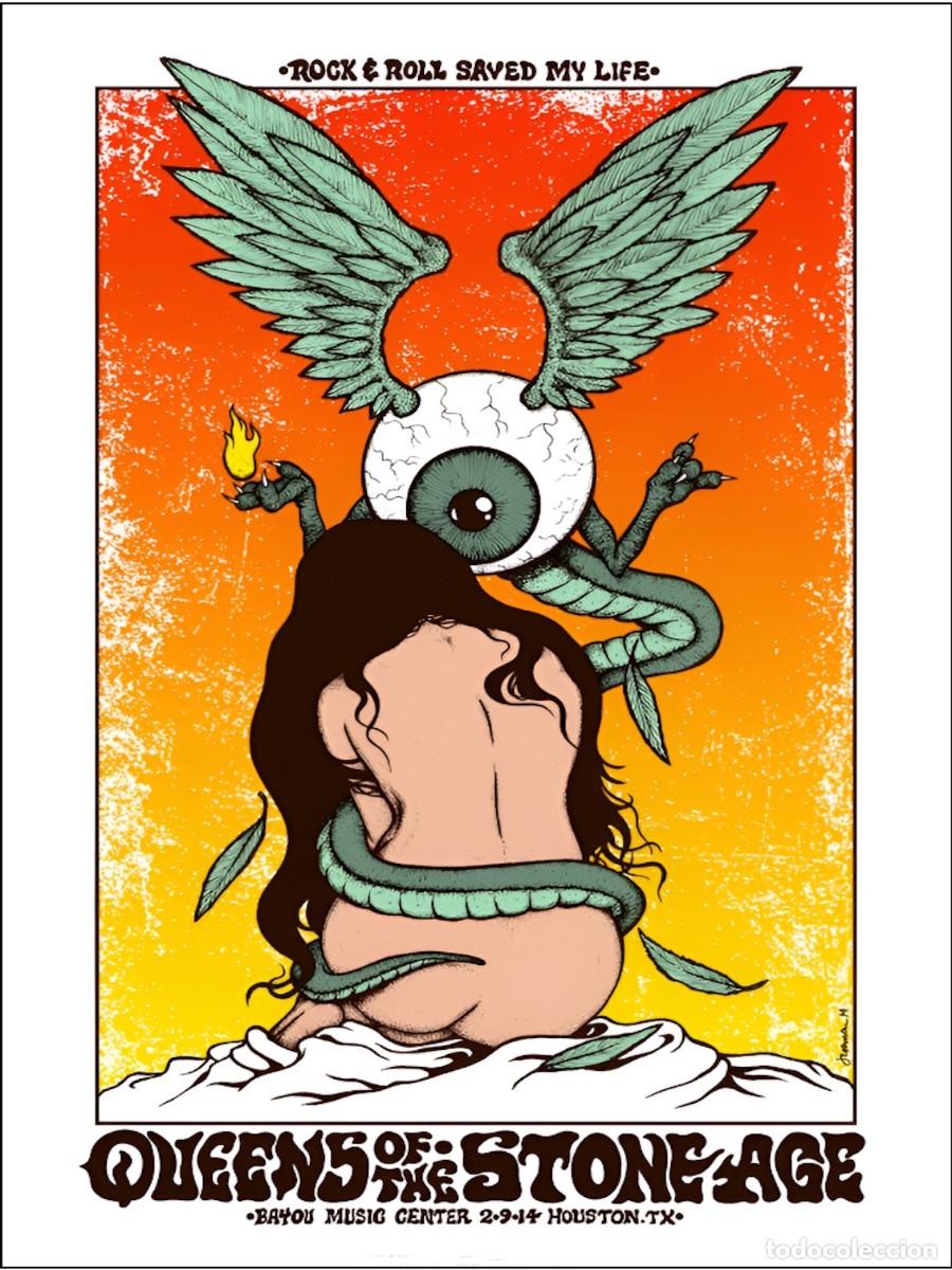 Coleccionismo de carteles: QUEENS OF THE STONE AGE - bayou music center, houston texas 9 feb. 2014 !! cartel concierto 30x40 !!
