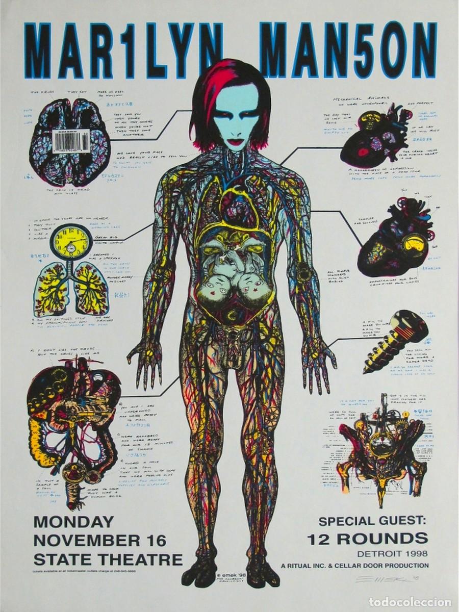 Coleccionismo de carteles: Marilyn Manson - show at the State Theatre, Detroit, November 16 - 1998 / CARTEL CONCIERTO 30X40
