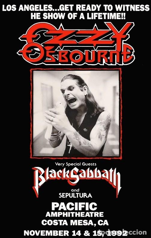 Coleccionismo de carteles: Ozzy Osbourne + Black Sabbath + Sepultura, California 1992 cartel concierto 30x40 !!
