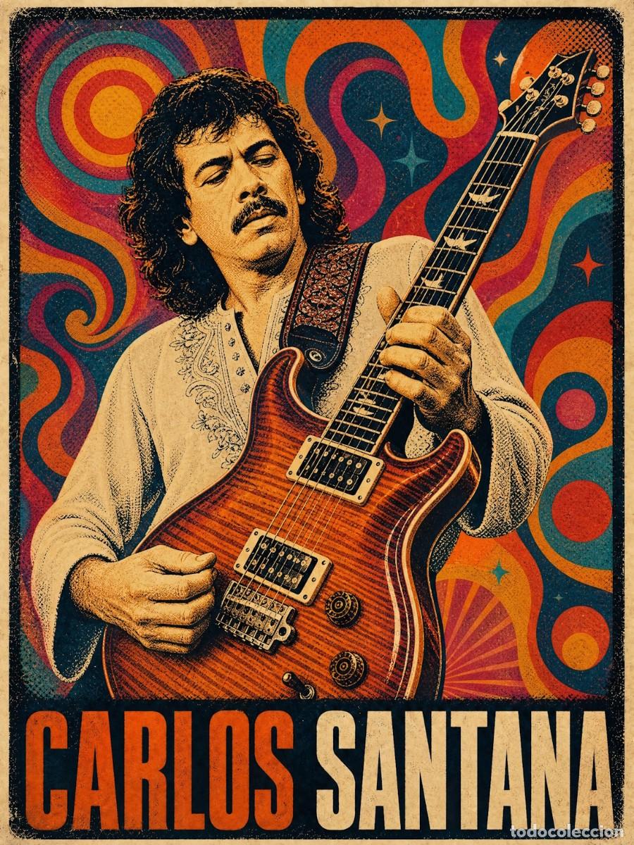 Coleccionismo de carteles: CARLOS SANTANA - pop art vintage collection - Poster, 30X40 CM / - NEW