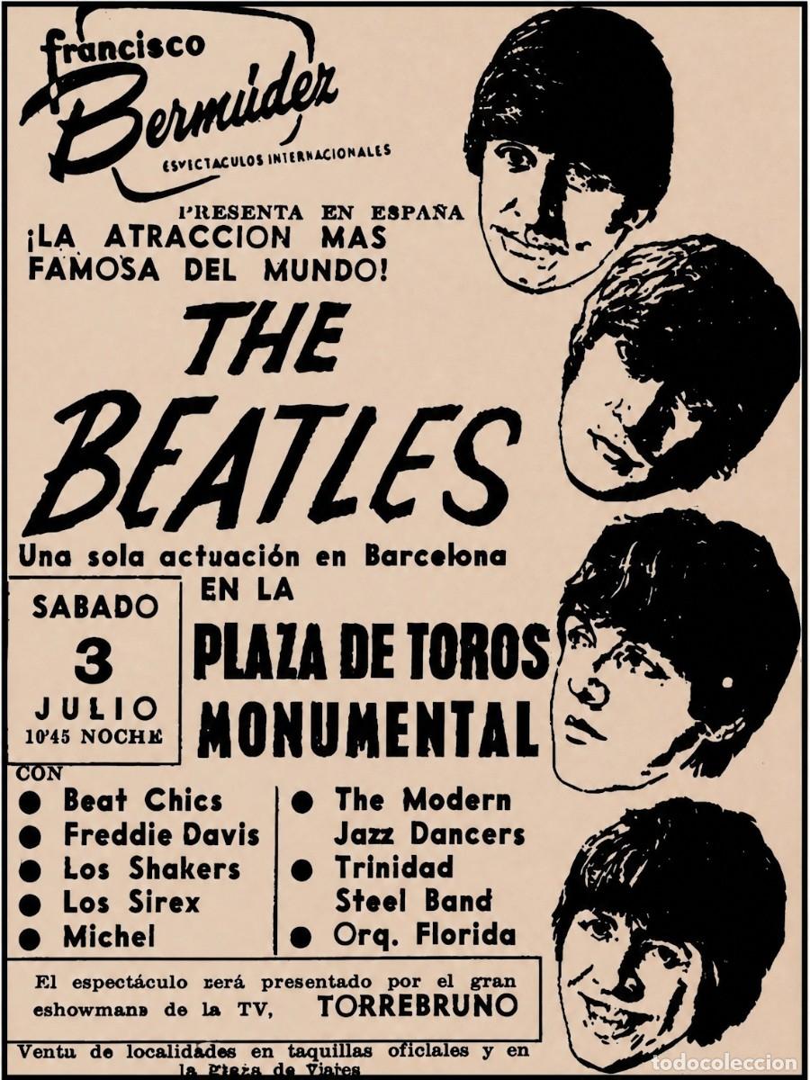 Poster collecting	: the beatles - plaza de toros monumental 3 julio 1965 !! cartel concierto 30x40 !!