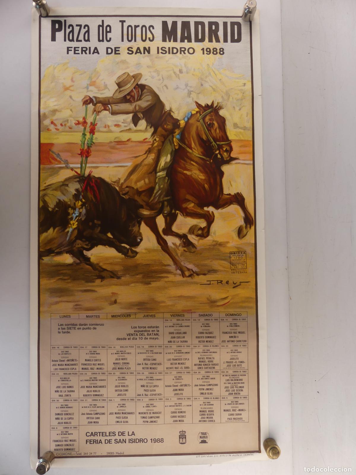 Coleccionismo de carteles: CARTEL DE TOROS PLAZA DE TOROS MADRID FERIA DE SAN ISIDRO 1988 -- REF: 5