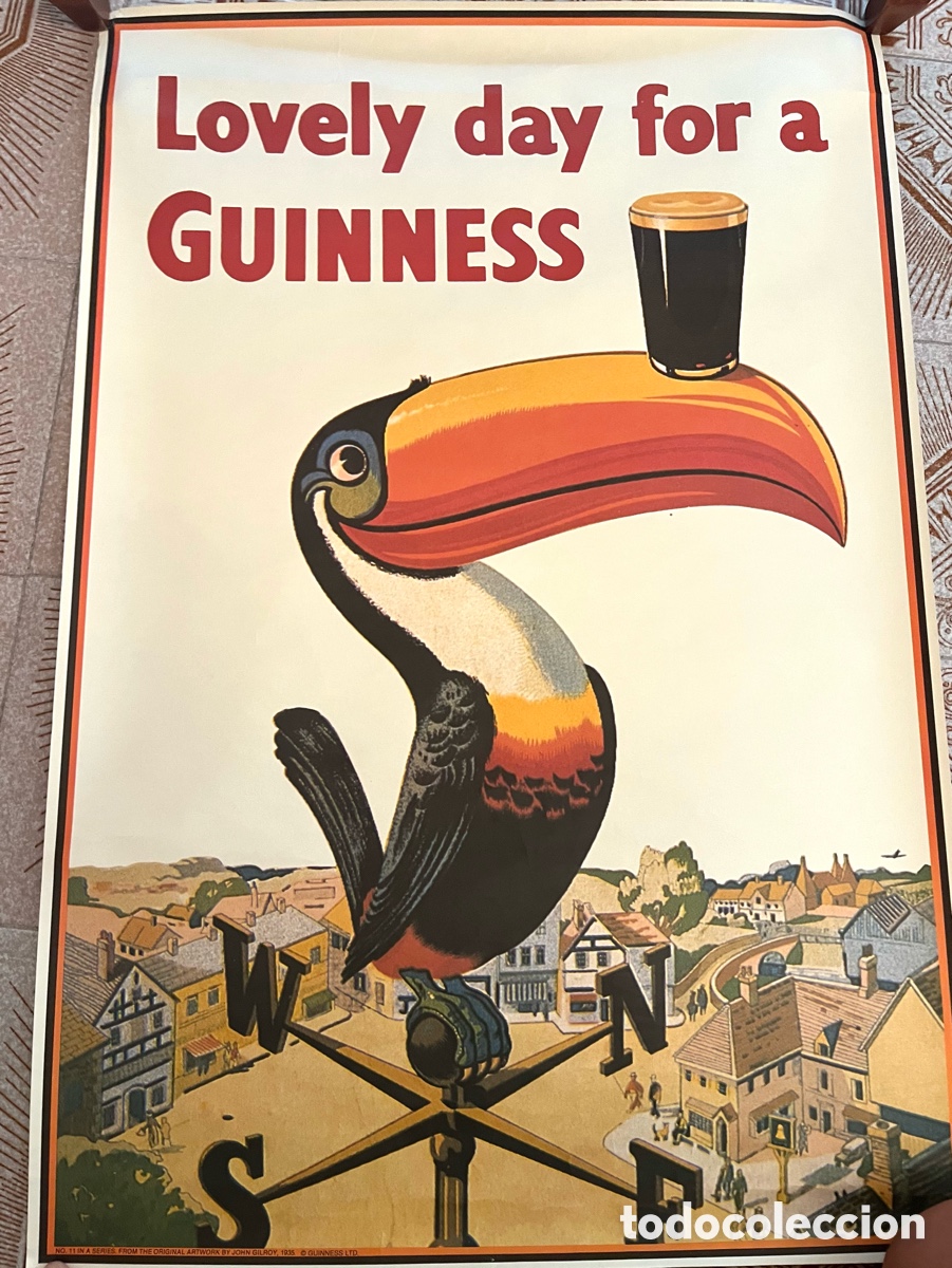 Coleccionismo de carteles: P&oacute;ster Oficial Guinness Vintage y tubo original
