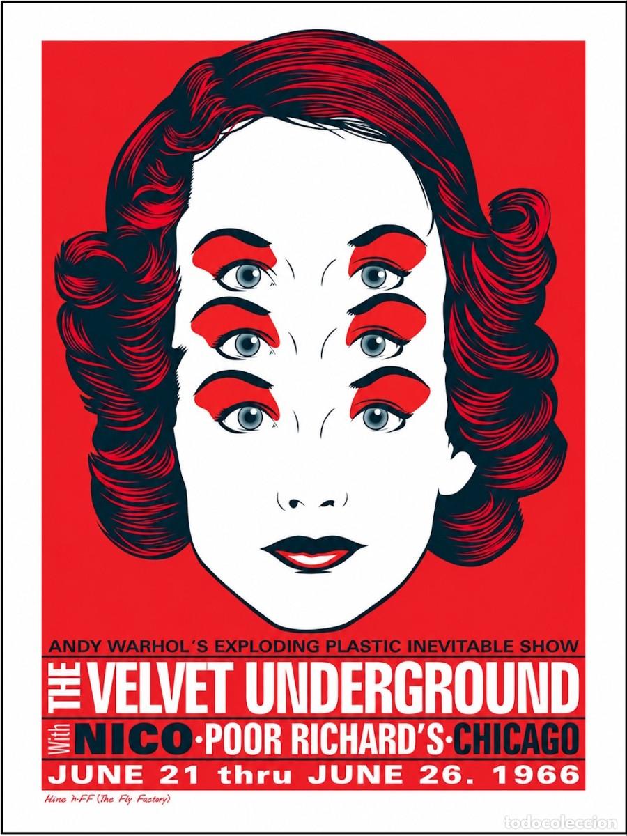 Coleccionismo de carteles: Velvet Underground with Nico & Lou Reed - Andy Warhol 26 - 6 - 1966 !! cartel concierto 30x40 !!