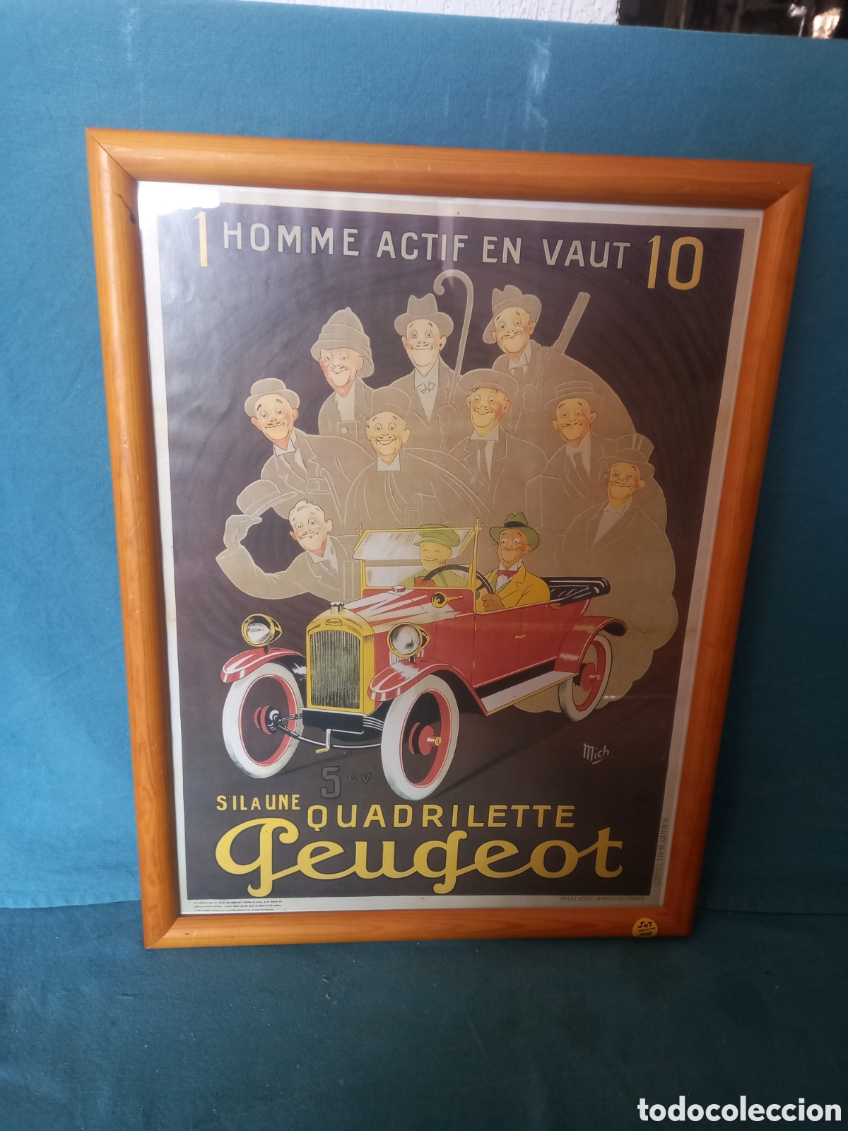Coleccionismo de carteles: Cartel publicitario de veh&iacute;culos Peugeot. REPRODUCCI&Oacute;N.