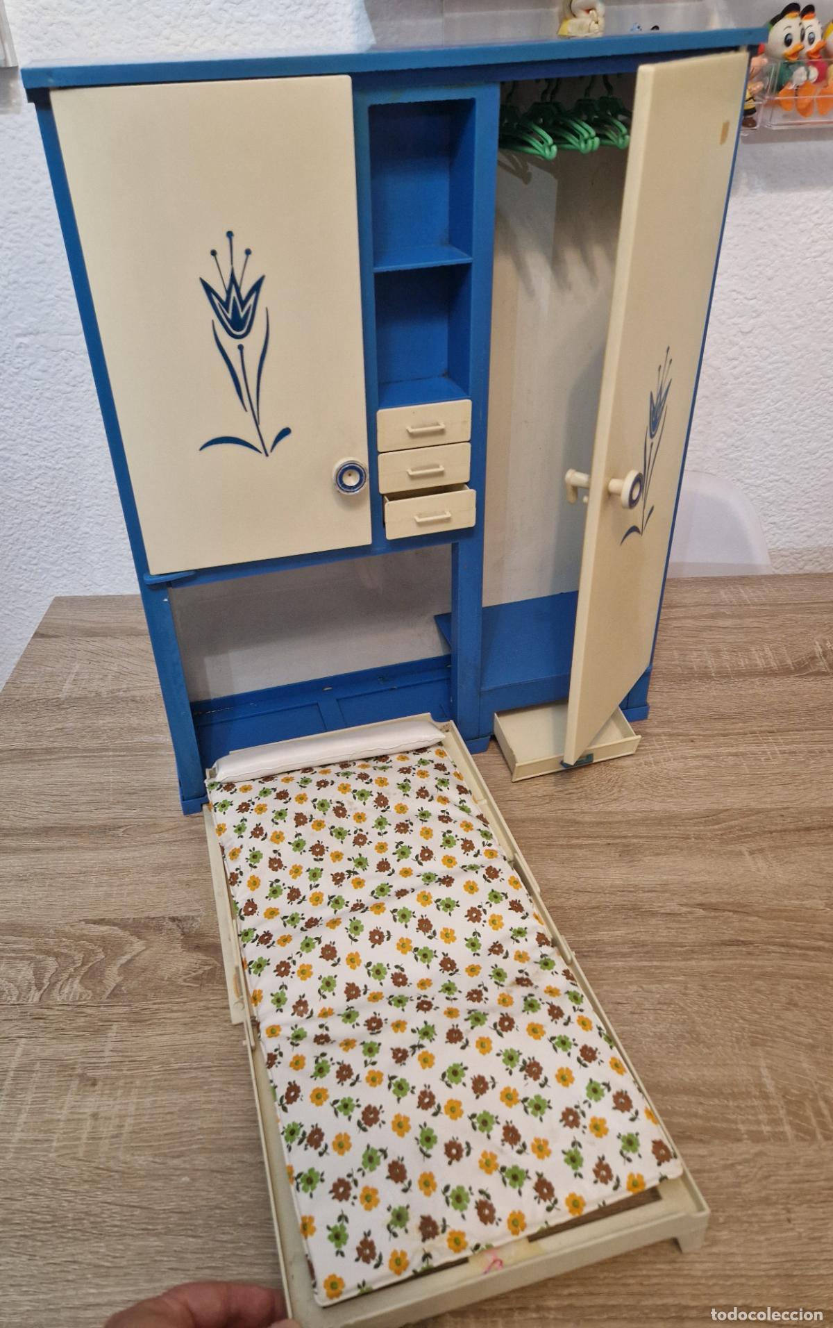 Reproducciones Mu&ntilde;ecas Espa&ntilde;olas: gran antiguo armario casa mu&ntilde;eca juguete Palau cama dormitorio tipo Nancy vintage mueble metal