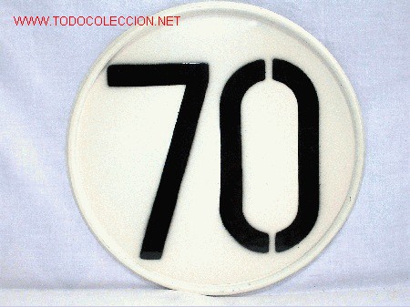 Autos und Motorr&auml;der: Placa l&iacute;mite velocidad 70 para veh&iacute;culos pesados. Nueva a estrenar, procede de antiguo almac&eacute;n.
