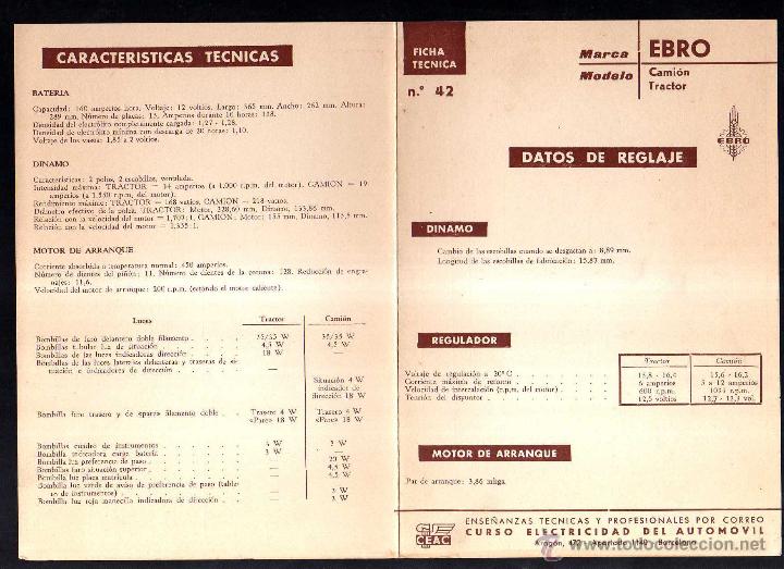 ficha técnica. marca ebro. camión tractor. in Comprar Repuestos y Piezas en todocoleccion