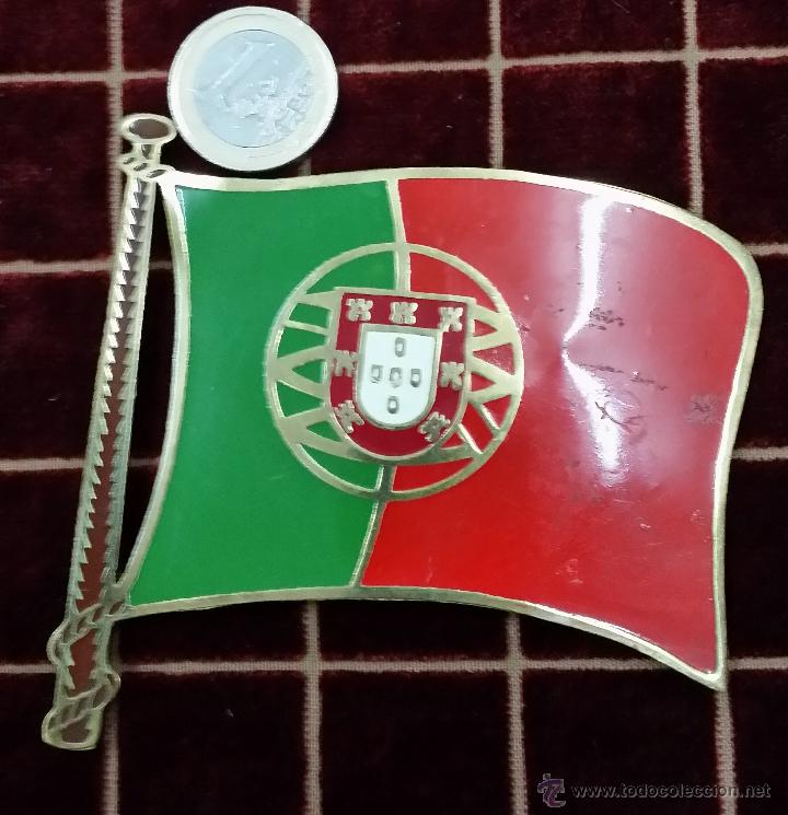 Autos und Motorr&auml;der: BANDERA DE PORTUGAL ESMALTADA PARA TRASERA DE LOS COCHES A&Ntilde;OS 50-60