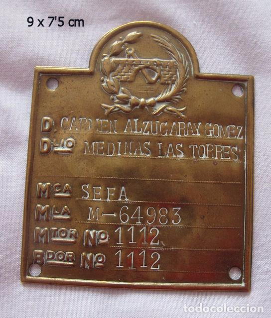 Autos und Motorr&auml;der: PLACA CAMION ESPA&Ntilde;OL SEFA 1940 MEDINA DE LAS TORRES BADAJOZ