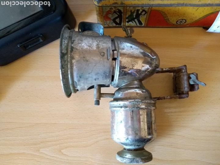 Coches y Motocicletas: **ANTIGUO FARO DE BICICLETA, ---RIEMANN (DE CARBURO)--- COMPLETO (20/19 CM) ESFERA CRISTAL 10 CM**